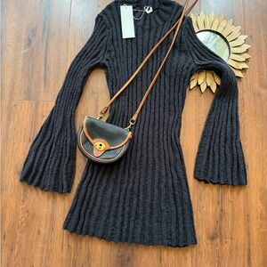 Arket Black Long Sleeve Ribbed Dress
